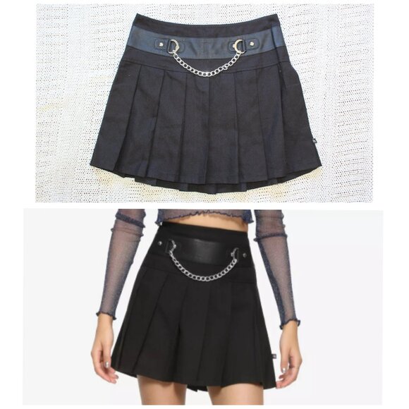 Royal Bones Daang Goodman Chain Pleated Mini Skirt Sz. M Black Goth Vampire Punk - Picture 1 of 7